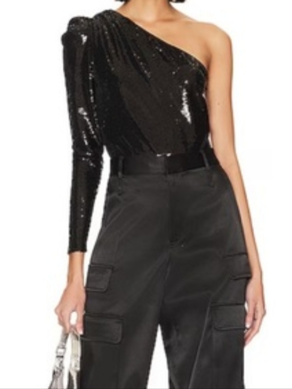 ALLSAINTS Daphne Sequin Bodysuit in Black Size 10